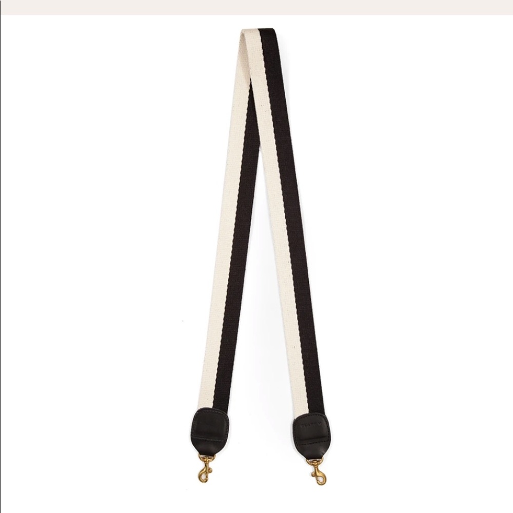 Clare V Black and White Striped Crossbody Strap